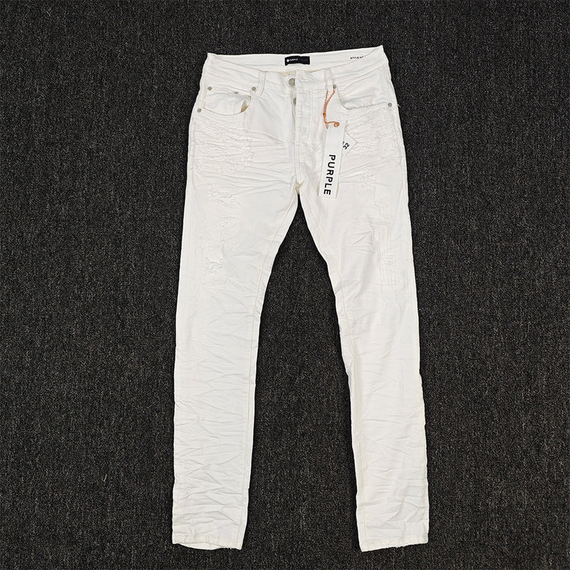 Purple Brand Jeans Slim-Fit Stretch Ripped Vintage White Jeans