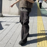 MIJKO Men Vintage Pants MIJKO Casual trousers three-dimensional pocket micro-zipper overalls