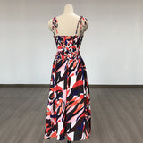 Women Evening Dress Bohemian Dress Summer V-neck Brace Backless