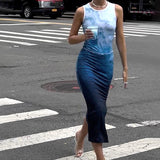 Women Dresses Spring round Neck Pleated Pullover Dress (Bla0420)