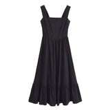 Women Dresses Summer Square Collar Bow Lace Dress (Xds0414)