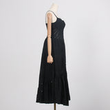 Women Dresses Summer Hollow Embroidery Long Suspender Skirt (Qymy0409)