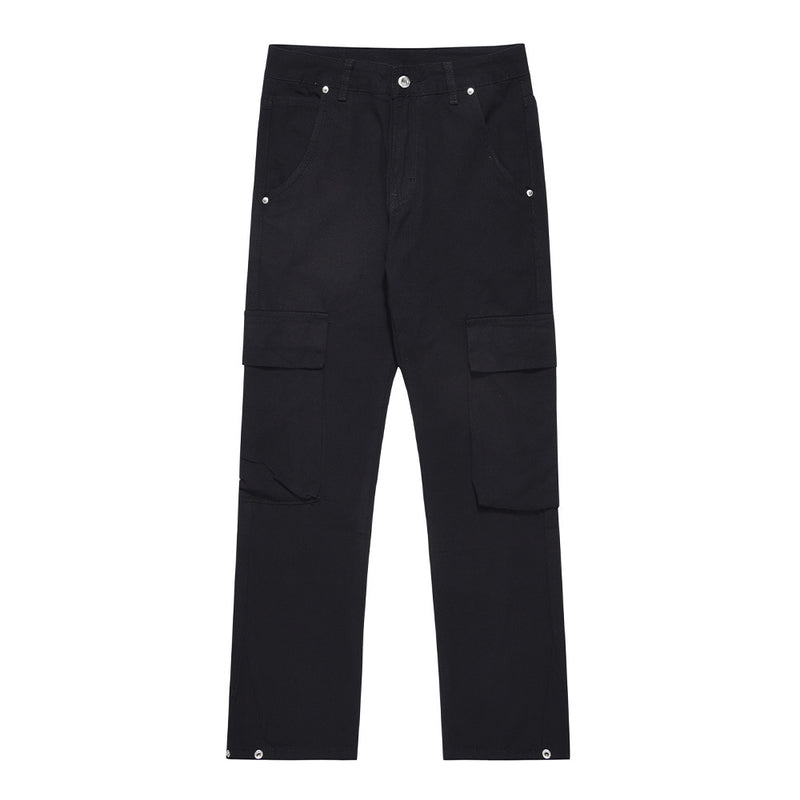Men Sweatpants Loose Multi-Pocket Workwear Casual Pants Straight Long Pants