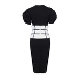 Women Dress round Neck Puff Sleeve Hip Skirt White Short Sleeve Dress