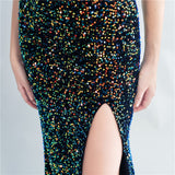 Harlem Nights Outfits Velvet High-Density Sequined Fishtail Evening Dress