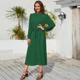 Women Date Dress Ol Slim Fit Long Dress Autumn and Winter Stand Collar Dress