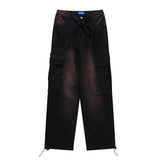 Women Sweatpants Multi-Pocket Workwear Straight Jeans