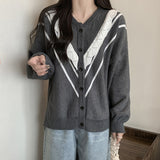 Women Knitwear Autumn Winter Retro Wooden Sweater Coat Loose Knitted Cardigan