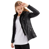 Red Leather Jacket Hooded Leather Jacket Two-Piece Detachable Leather Jacket Women's Spring and Autumn Coat Women's Pu