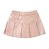 Women Skirt Glossy Pleated Skirt Girls' A- line Skirt