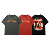 Men T Shirt Flame Print Short Sleeve T-shirt Men and Women Oversize