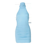 Women Dresses Spring Sexy Hollow Backless Turtleneck Sheath Dress