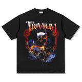 Mens Vintage Rock Band T-Shirt MEGADETH TRIVIUM High Street, Summer, Short Sleeve T-Shirt, Men's Top