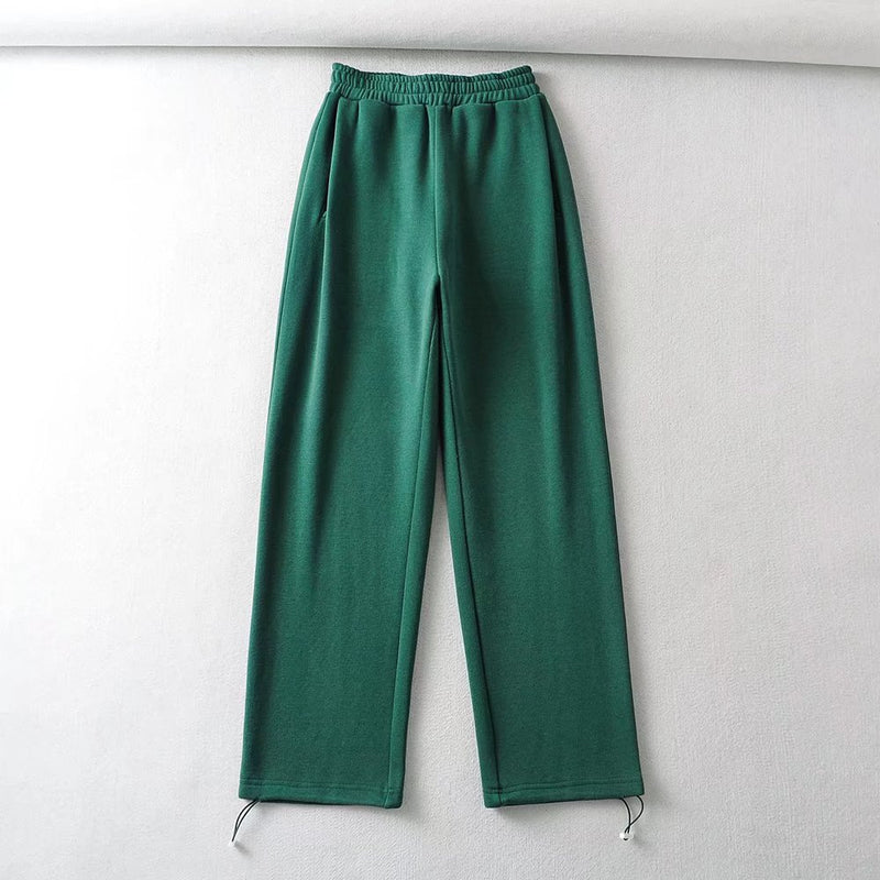 Women Sweatpants Autumn and Winter Leisure Loose-Fit Tappered Trousers Straight Sweatpants