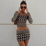 Women Co-Ord Set Spring Butterfly Printed Sexy Package Hip Miniskirt Suit