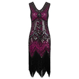 Flappers 1920S Dress Sequined Dress plus Size Tassel V-neck Evening Gown