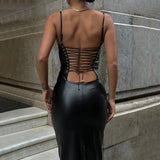 Women Dresses Spring/Summer Backless Slit Dress