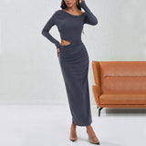 Women Dress Fall/Winter Slim Sexy Cutout Hip Bag Party Dress