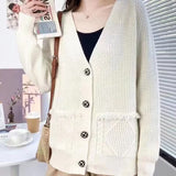 Women Knitwear Autumn and Winter V-neck Sweater Loose Knitted Cardigan