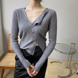 Women Cardigan Sweater Sexy Retro Fork Cardigan Autumn Sweater 8t8130