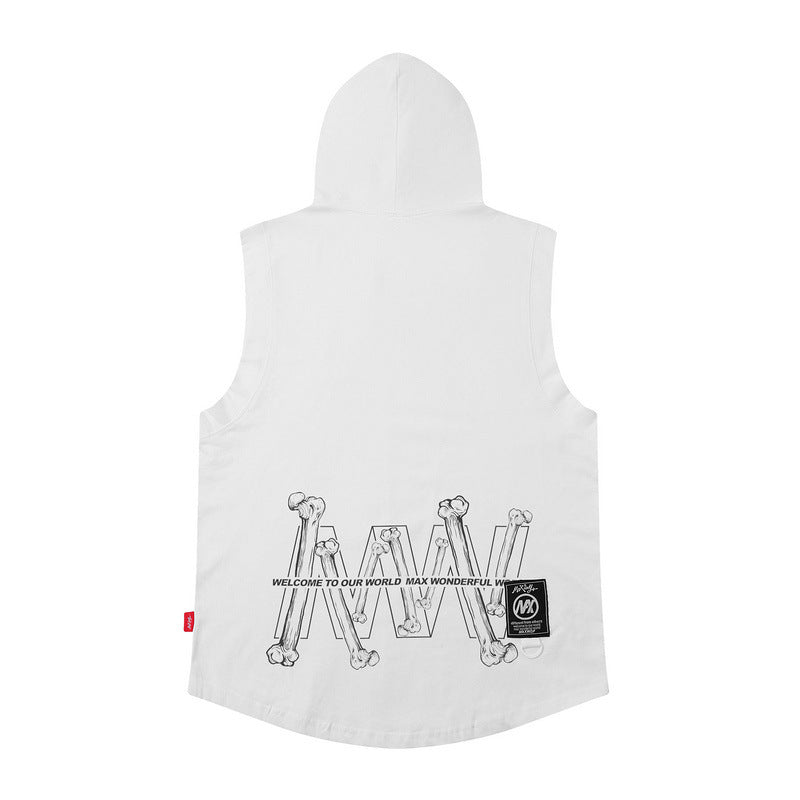 Men Vest Hooded Vest Spring/Summer Loose Sleeveless T-shirt