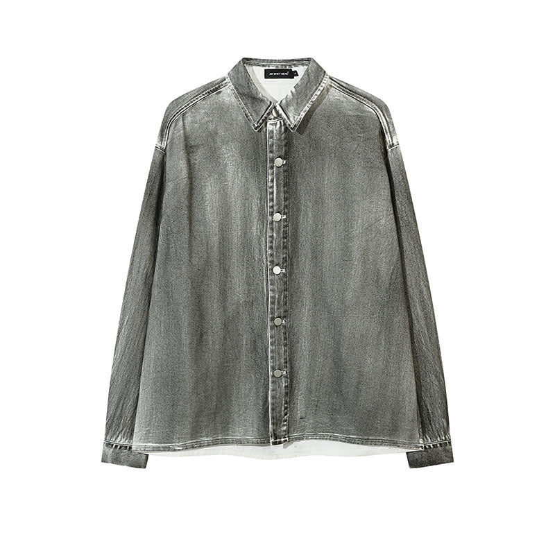 Unisex Vintage Shirt Long Sleeve Shirt Jacket Men