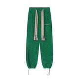 Men Sweatpants Chessboard Plaid Casual Straight-Leg Loose Long Sports Pants