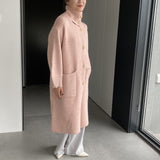 Women Cardigan Sweater Autumn and Winter Sweater Coat Button Turn-down Collar Coat Az2218