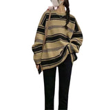 Women Knitwear Autumn and Winter Striped round Neck Sweater Sweater