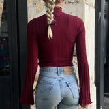 Women Knit Top round Neck Long Sleeve Spring Undershirt Sweater