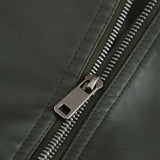 Red Leather Jacket Casual Leather Jacket Spring and Autumn Women's Leather Jacket Long Sleeve Zipped Stand Collar Coat