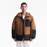 Unisex Winter Cotton Coat Zipper Pocket Decorative Hooded Cotton Coat