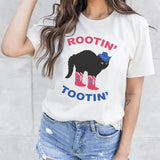 Western Vintage Cowboy Cat T Shirt Women Cotton Short Sleeve