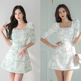 Women Maxi Dress Spring/Summer Square Collar Sexy Dress