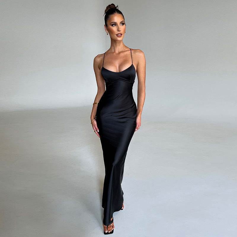 Women Dresses Sheath Dress Sexy Slim Fit Backless Sling Dress