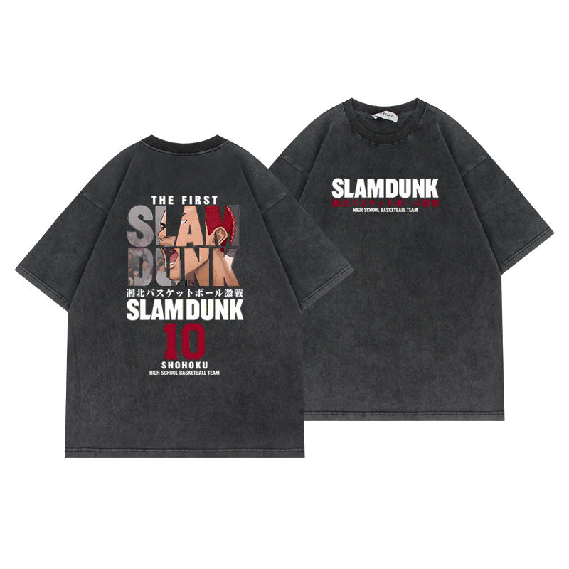 SLAM DUNK T-shirt anime old washed cotton short-sleeved top
