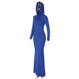 Women Dresses Fall Slim Fit Hooded Long Sleeve Dress