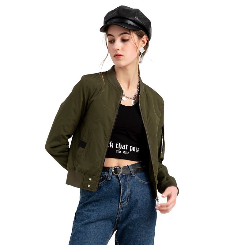 Women Trench Coat Stand Collar Urban Casual Bomber Jacket Spring and Autumn Coat