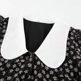 Women Dress V-neck Puff Sleeve Floral Dress Casual Short Skirt