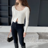 Women Cardigan Sweater Retro Square Collar Knitted Cardigan Short Top Female 8t8215
