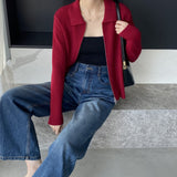 Women Cardigan Sweater Autumn Sweater Coat Casual Long Sleeve Zipper Knitted Top Polo Collar Women's Cardigan 8t8269