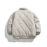 Unisex Winter Cotton Coat Lapel Cotton-Padded Coat Pocket Decoration Loose Cotton Coat