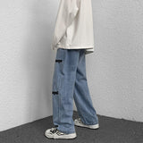 Men Jeans Straight Jeans Men's Summer Loose Wide Leg Pants Trousers