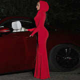 Women Dresses Fall Slim Fit Hooded Long Sleeve Dress