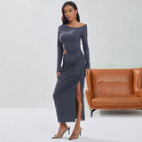 Women Dress Fall/Winter Slim Sexy Cutout Hip Bag Party Dress