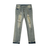 Men Jeans Ripped Straight Jeans Men and Women Loose Slim Trousers