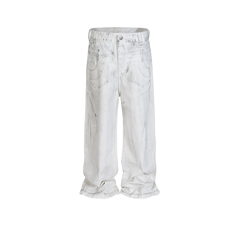 MIJKO Men's Vintage Pants MIJKO Wasteland Wind Straight Jeans Men's and Women's Trousers Casual
