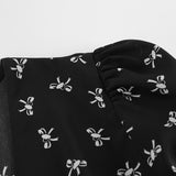 Women Dress Spring and Summer Elegant Print Puff Sleeve Dress