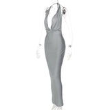 Women Dresses Summer Sexy V-neck Backless Slim Fit Sleeveless Dress