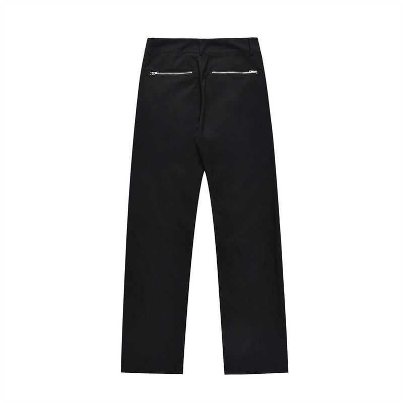 Men Sweatpants Loose Casual Trousers Pocket Zipper Straight Wide Leg Mop Pants